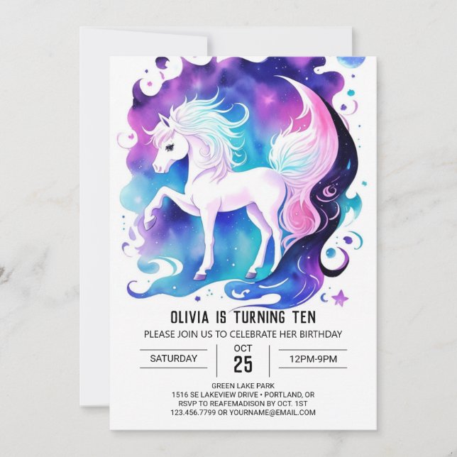 Cute Watercolor Pony Delight Birthday Inbjudningar (Framsida)