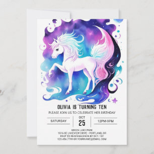Cute Watercolor Pony Delight Birthday Inbjudningar