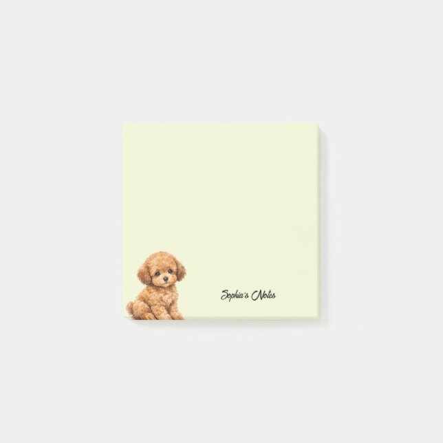Cute Watercolor Poodle Trendy Custom Post-it Block (Framsida)