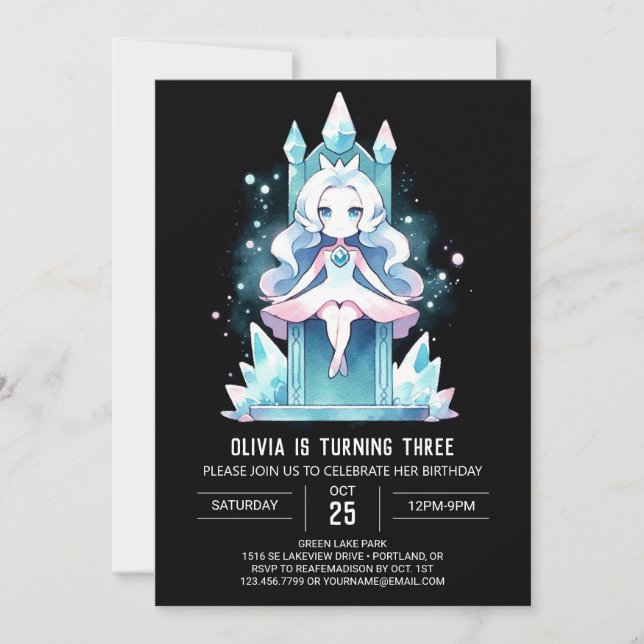 Cute Watercolor Princess Birthday Inbjudningar (Framsida)