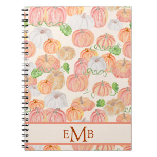 Cute Watercolor Pumpkin Patch Höst Anteckningsbok