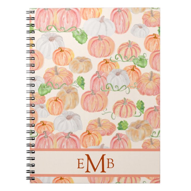 Cute Watercolor Pumpkin Patch Höst Anteckningsbok (Framsidan)