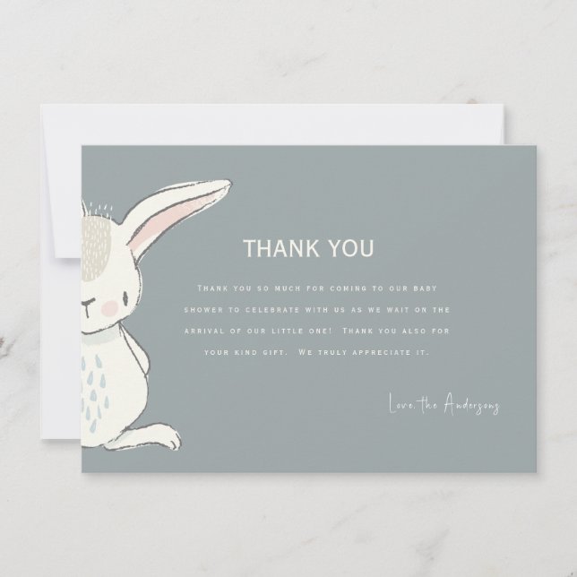 Cute Watercolor Rabbit Baby Shower-Tack Inbjudningar (Framsida)
