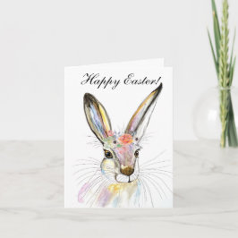 Cute Watercolor Rabbit Bunny Hare Påsk Blommigt Th Tack Kort