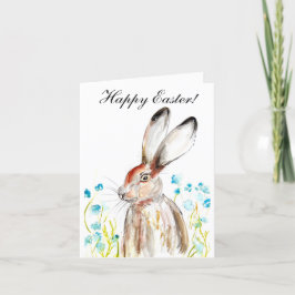 Cute Watercolor Rabbit Bunny Hare Påsk Humor Tack Kort