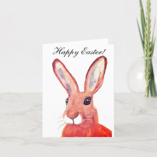 Cute Watercolor Rabbit Bunny Hare Påsk Humor Tack Kort