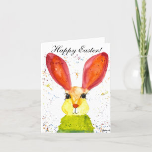 Cute Watercolor Rabbit Bunny Hare Påsk Humor Tha Tack Kort