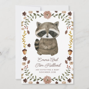 Cute Watercolor Raccoon Gravid Meddelande