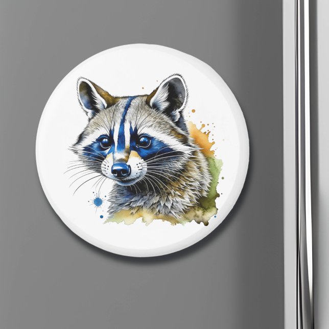 Cute Watercolor Raccoon Magnet (Skapare uppladdad)