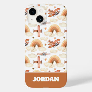 Cute Watercolor Rainbow Airplan Mönster