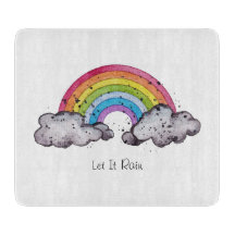 Cute Watercolor Rainbow and Clouds