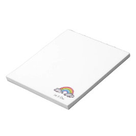 Cute Watercolor Rainbow and Clouds Anteckningsblock