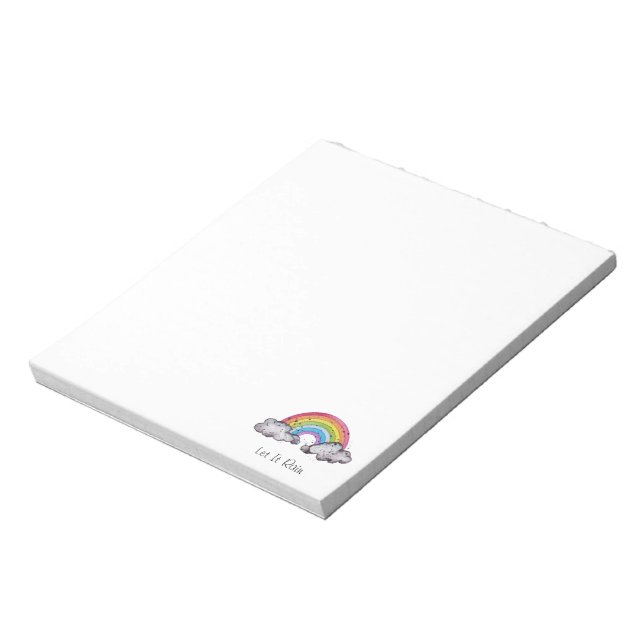 Cute Watercolor Rainbow and Clouds Anteckningsblock (Roterad)