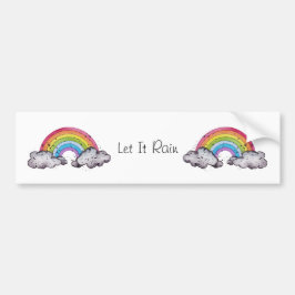 Cute Watercolor Rainbow and Clouds Bildekal
