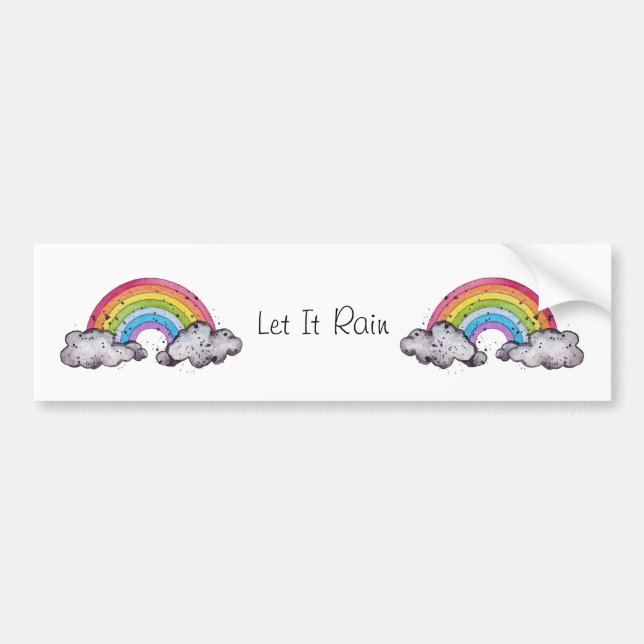 Cute Watercolor Rainbow and Clouds Bildekal (Framsidan)