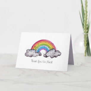 Cute Watercolor Rainbow and Clouds Kort