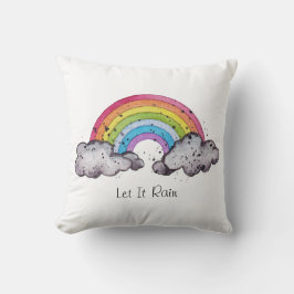 Cute Watercolor Rainbow and Clouds Kudde
