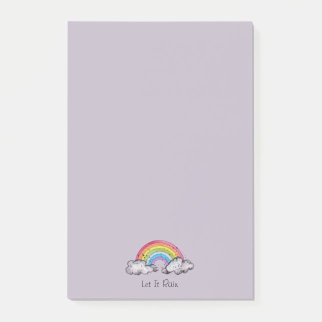 Cute Watercolor Rainbow and Clouds Post-it Block (Framsida)