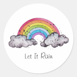 Cute Watercolor Rainbow and Clouds Runt Klistermärke