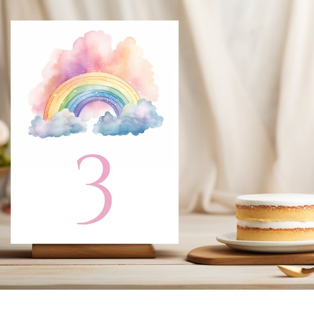 Cute Watercolor Rainbow Bordsnummer (Skapare uppladdad)
