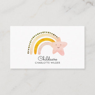 Cute Watercolor Rainbow Chilcare Visitkort