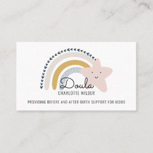 Cute Watercolor Rainbow Doula Midfru Visitkort