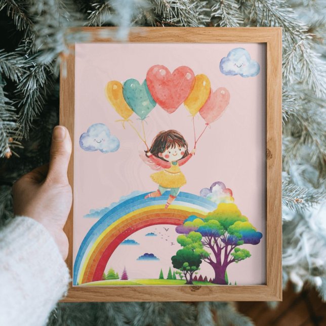 Cute Watercolor Rainbow Girl Kids Room Nursery Poster (Skapare uppladdad)