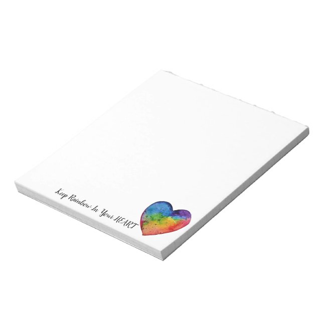 Cute Watercolor Rainbow Heart Anteckningsblock (Roterad)