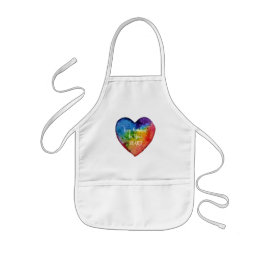 Cute Watercolor Rainbow Heart Barnförkläde