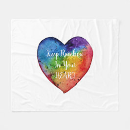 Cute Watercolor Rainbow Heart Fleecefilt