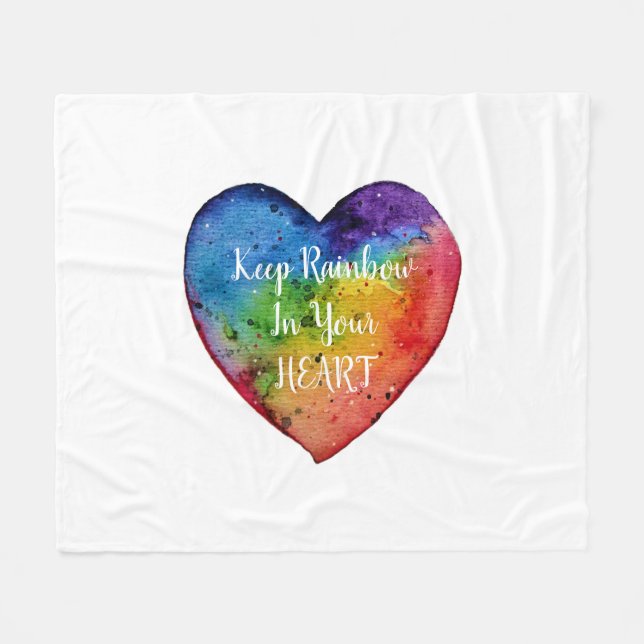 Cute Watercolor Rainbow Heart Fleecefilt (Framsidan (Horisontell))