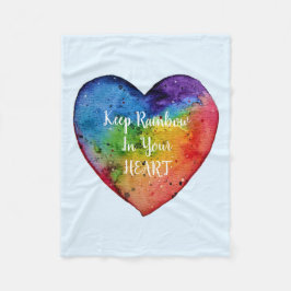 Cute Watercolor Rainbow Heart Fleecefilt
