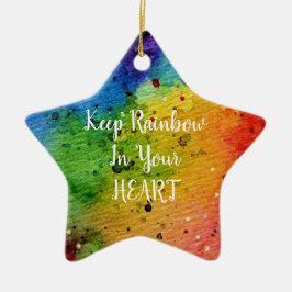 Cute Watercolor Rainbow Heart Julgransprydnad Keramik