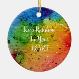 Cute Watercolor Rainbow Heart Julgransprydnad Keramik