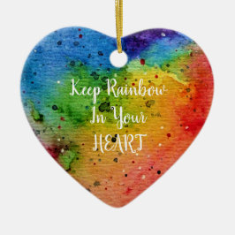 Cute Watercolor Rainbow Heart Julgransprydnad Keramik
