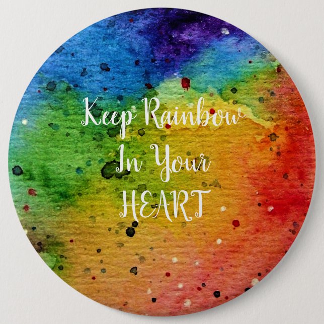 Cute Watercolor Rainbow Heart Knapp (Framsida)