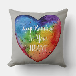 Cute Watercolor Rainbow Heart Kudde