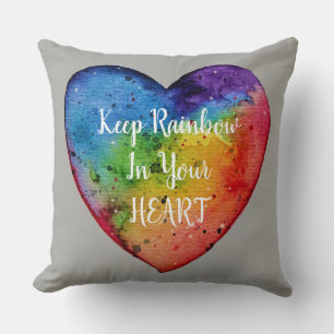 Cute Watercolor Rainbow Heart Kudde