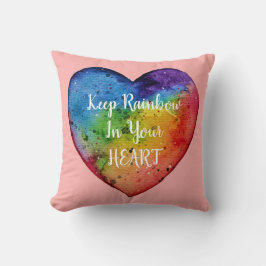 Cute Watercolor Rainbow Heart Kudde