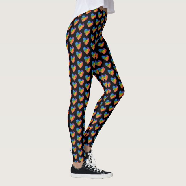 Cute Watercolor Rainbow Heart Leggings (Höger)