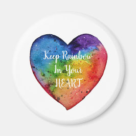 Cute Watercolor Rainbow Heart Magnet