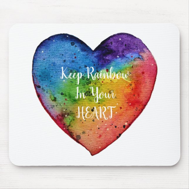 Cute Watercolor Rainbow Heart Musmatta (Framsidan)