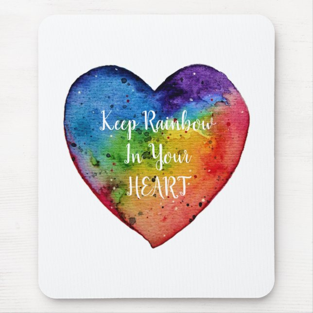 Cute Watercolor Rainbow Heart Musmatta (Framsidan)