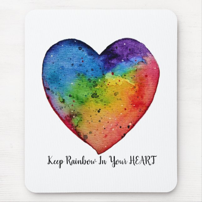Cute Watercolor Rainbow Heart Musmatta (Framsidan)