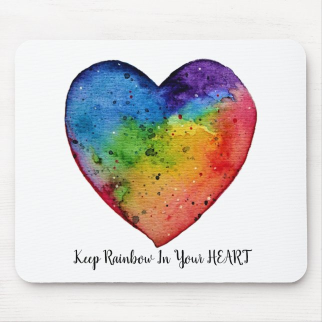 Cute Watercolor Rainbow Heart Musmatta (Framsidan)