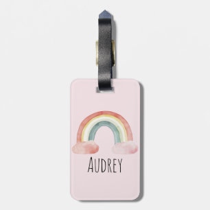 Cute Watercolor Rainbow Personlig Bagagebricka