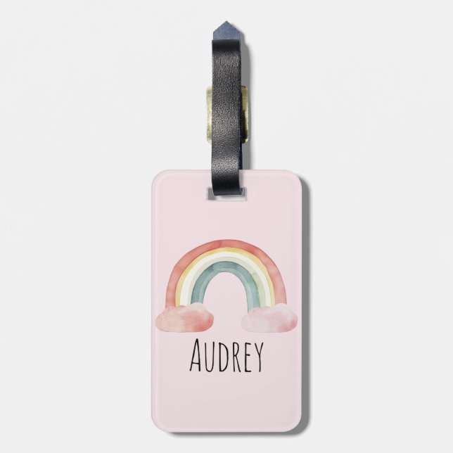 Cute Watercolor Rainbow Personlig Bagagebricka (Baksidan Lodrät)