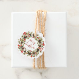Cute Watercolor Red Berries Wandeans God jul Gåvor Etiketter