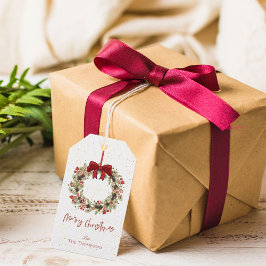 Cute Watercolor Red Berries Wandeans God jul Presentetikett