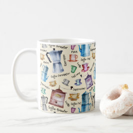 Cute Watercolor retro kaffebryggare kopp mönster